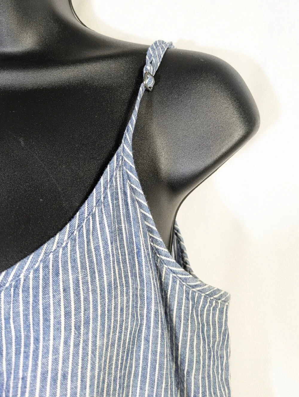 Gap Women's‎ Pinstripe Jumper Linen Cotton Blend Lt Blue White Beach Casual Sz S